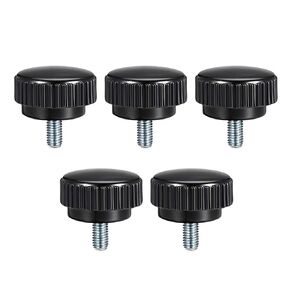 uxcell M8 x 15mm Metric Male Thread Knurled Clamping Knobs Grip Thumb Screw on Type Hand Clamping Handle Bolt with Plastic Knobs Black 5 Pcs
