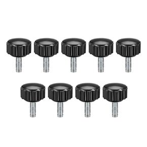 uxcell M5 x 40mm Metric Male Thread Knurled Clamping Knobs Grip Thumb Screw on Type Plastic Threaded Hand Bolt Knobs Black 9 Pcs