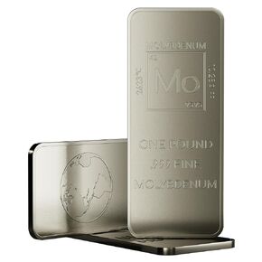 1 Pound .999 Pure Molybdenum Bar Bullion with Element Design by Unique Metals