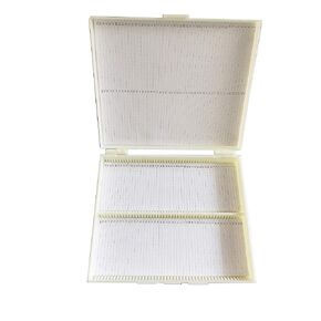 MUHWA 100-Place Plastic Microscope Slides Storage Box, 3 Packs Microscope Glass Slide Box, Assorted Color, Green, Orange, White