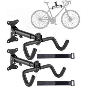 LalaKoo Bike Hanger Wall Mount - 2 Pack Adjustable Bike Garage Hanger Foldable Bicycle Rack Bicycle Storage Horizontal Indoor Outside Bike Hook for Garage for Road Mountain Hybrid Bikes in Kuwait