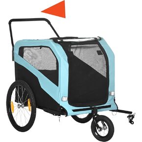 Aosom 2-in-1 Dog Bike Trailer Pet Stroller Carrier for Large Dogs with Hitch, Quick-Release Wheels, Foot Support, Pet Bicycle Cart Wagon Cargo for Travel