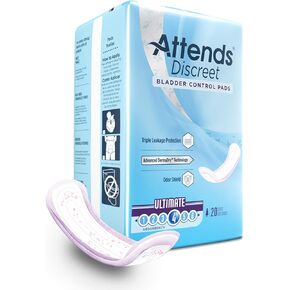 Attends Discreet Female Incontinent Pad Ultimate 15" L ADPULT, Ultimate, 20 Ct