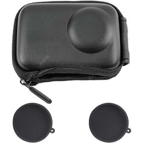 ULBTER Mini Bag Case for DJI OSMO Action 4 / Action 3 Camera + Rubber Lens cap Cover [1+2 Pack], Carrying Portable Storage boxes Accessory