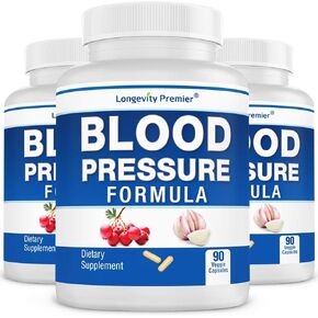 [3-Bottle X 150 Caps] Longevity Blood Pressure Formula -Scientifically formulated with Hawthorn & 12+ Quality Natural Herbs