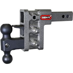 GEN-Y GH-323 MEGA-Duty Adjustable 5" Drop Hitch with GH-031 Dual-Ball, GH-032 Pintle Lock for 2" Receiver - 10,000 LB Towing Capacity - 1,500 LB Tongue Weight