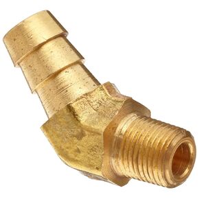 Anderson Metals Brass Hose Fitting, 45 Degree Elbow, 3/8" Barb x 3/8" Male Pipe