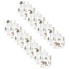 Hudson Baby Unisex Baby 24Pc Cotton Muslin Washcloths, Forest Animals, One Size