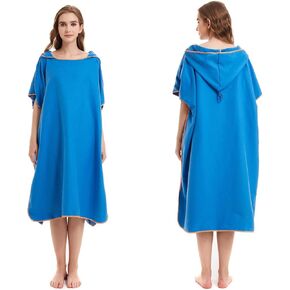 Quick Dry Surf Poncho Changing Towel Robe Hoodie for Adults Men Women,Microfiber Beach Wetsuit Tops Surfing Swimming Bathing Parka -One Size Fits All Dark Blue