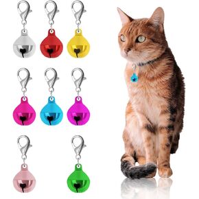 BLMHTWO 8PCS Cat Dog Collar Bells, 1.38inch Cat Bells Collar Charms, Colorful Pet Collar Bells Kitty & Puppy Loud Bell Pendant with Clasps for Dog Cat Collar DIY Craft Decoration(Multi Color) Small
