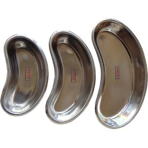 Stainless Steel Kidney Tray 3 Pack Assorted Sizes Dishes Reusable Metal Basin Emesis Basin (8",10",12")