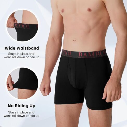 BAMBOO COOL Men’s Underwear Boxer Briefs 7-Pack Breathable and Soft with Fly Underwear for Men in Kuwait