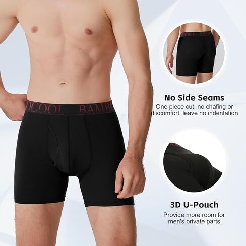 BAMBOO COOL Men’s Underwear Boxer Briefs 7-Pack Breathable and Soft with Fly Underwear for Men in Kuwait