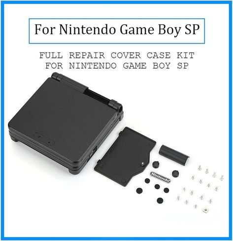 غلاف غلاف بديل لجهاز Gameboy Advance GBA SP، غطاء علبة اللعبة، جزء إصلاح اللعبة باللون الأسود in Saudi Arabia