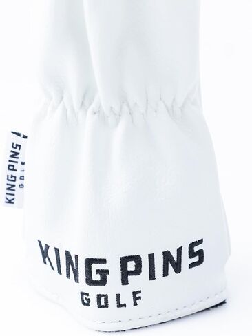 أغطية رأس كلاسيكية بيضاء من King Pins Golf - أغطية رأس جولف عالية الجودة. جلد مطرز يدويًا، غطاء أنيق لنادي الجولف - قم بتخصيص حقيبة الجولف الخاصة بك in Saudi Arabia