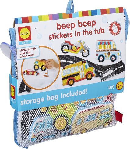 Alex Toys Foam Bath Stickers for Toddlers, 38-Piece Vehicle Tub Stickers Stick to Tub Wall - Foam Bath Toys for Kids Ages 1-3 Toddler Bath Toys for Boys Cars Trucks Bus, Mesh Storage Bag in Saudi Arabia