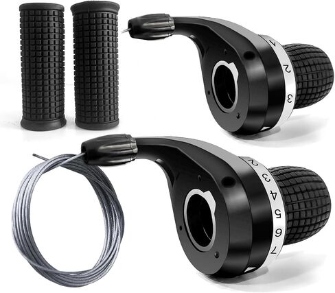 RainFlowwer 3x7 Speed Bicycle Twist Shifter Bike Shift Lever and 1 Pair Non-Slip Rubber Bike Handle Bar Grips for Mountain Bicycle in Saudi Arabia