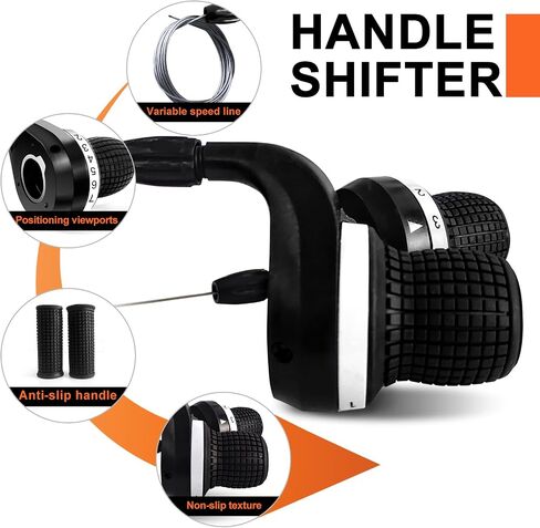 RainFlowwer 3x7 Speed Bicycle Twist Shifter Bike Shift Lever and 1 Pair Non-Slip Rubber Bike Handle Bar Grips for Mountain Bicycle in Saudi Arabia