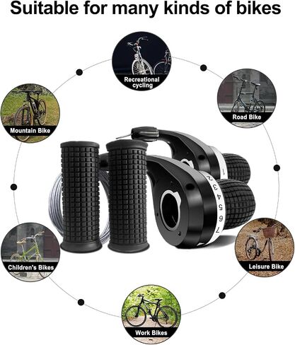 RainFlowwer 3x7 Speed Bicycle Twist Shifter Bike Shift Lever and 1 Pair Non-Slip Rubber Bike Handle Bar Grips for Mountain Bicycle in Saudi Arabia