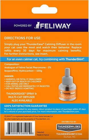 عبوة إعادة تعبئة موزع الفرمون المهدئ للقطط من ثاندر إيز | مدعوم من فيليواي | تقليل الخدش ورش البول ووضع العلامات والقلق (كمية تكفي 60 يومًا) in Kuwait