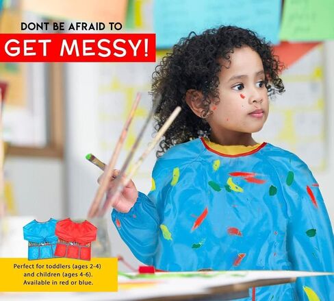 alpree 2-PACK Kids Art Smock Waterproof and Paint Repellent Long Sleeve Painting Aprons with Tight Cuffs with 3 Pockets in Saudi Arabia