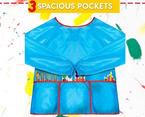 alpree 2-PACK Kids Art Smock Waterproof and Paint Repellent Long Sleeve Painting Aprons with Tight Cuffs with 3 Pockets in Saudi Arabia