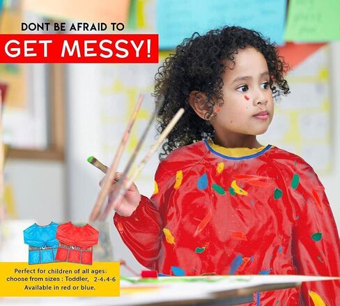 alpree 2-PACK Kids Art Smock Waterproof and Paint Repellent Long Sleeve Painting Aprons with Tight Cuffs with 3 Pockets in Saudi Arabia