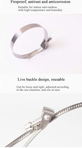 Stainless Steel Hose Clamp 0.5x40 inch Extra Long Adjustable Worm Gear Pipe Clamps Air Ducting Clamp for Plumbing, Automotive And Mechanical Applications 25 pcs (0.5x40 inch) in Saudi Arabia