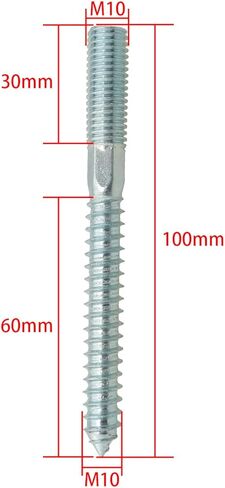 FMHXG 4 قطع برغي ذو نهاية مزدوجة للأسنان وفتحة البرقوق نقطة واحدة ذاتية التنصت ذات نهاية مزدوجة مسمار خطاف مجلفن من الصلب الكربوني للحديد في الهواء الطلق أو الأثاث المنزلي عمود الدرج M10x100 in Kuwait