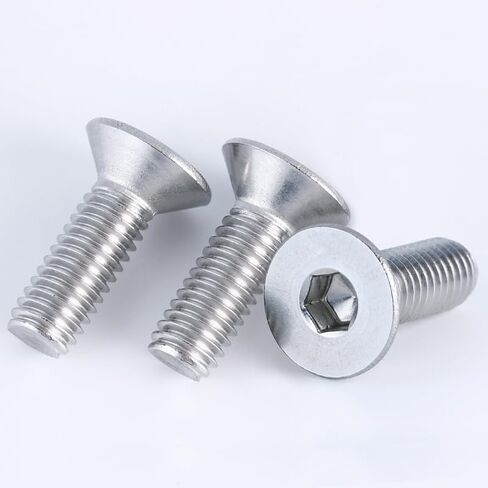 M4-0.7 * 6 مم مسامير غطاء مقبس الرأس المسطح، M4x6mm برغي رأس مسطح، مسامير غاطسة من الفولاذ المقاوم للصدأ، برغي خيط كامل، نوع محرك Allen Hex Drive، لمسة نهائية لامعة، خيط خشن UNC (M4*6mm-100pcs) in Kuwait
