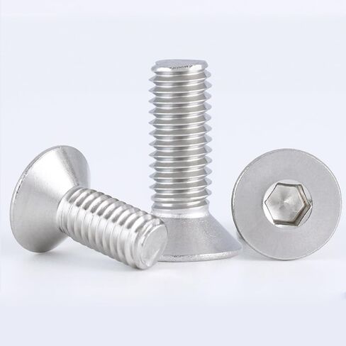 M4-0.7 * 6 مم مسامير غطاء مقبس الرأس المسطح، M4x6mm برغي رأس مسطح، مسامير غاطسة من الفولاذ المقاوم للصدأ، برغي خيط كامل، نوع محرك Allen Hex Drive، لمسة نهائية لامعة، خيط خشن UNC (M4*6mm-100pcs) in Kuwait
