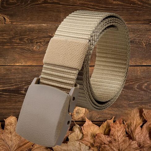 LOS ANDES Nylon Belt, Military Tactical Belts Breathable Webbing Canvas Belt with Plastic Buckle for Pants Size Below 46" in Saudi Arabia
