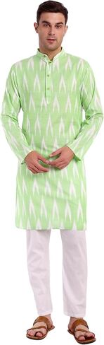 SKAVIJ Men's Cotton Kurta Pajama Set Indian Ethnic Henley Shirt Long Sleeve and Casual Pants Yoga Outfits in Saudi Arabia