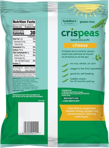 Beech-Nut Crispeas Cheese Baked Pea Puffs Toddler Snack, 1.4 oz Bag in Saudi Arabia