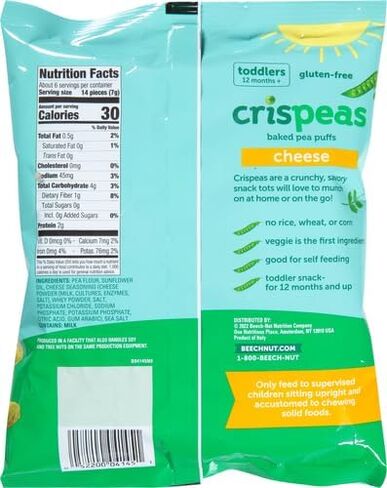 Beech-Nut Crispeas Cheese Baked Pea Puffs Toddler Snack, 1.4 oz Bag in Saudi Arabia