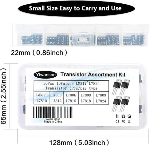 50 Pcs Voltage Regulator, Yiwanson Voltage Regulator Assortment Assorted Kit, LM317T L7805 L7806 L7808 L7809 L7810 L7812 L7815 L7818 L7824, TO-220 Package High Current Positive Voltage Regulator kit in Saudi Arabia