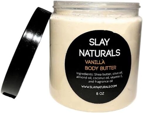 Slay Naturals’ Body Butter 8 oz | Moisturizing | SheaButter, Almond Oil, Olive Oil| Handmade Body Butter (Vanilla) in Saudi Arabia