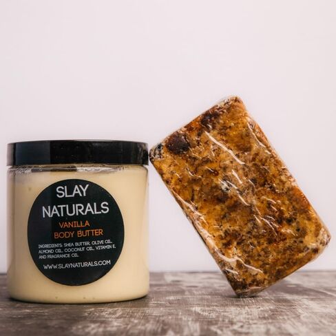 Slay Naturals’ Body Butter 8 oz | Moisturizing | SheaButter, Almond Oil, Olive Oil| Handmade Body Butter (Vanilla) in Saudi Arabia