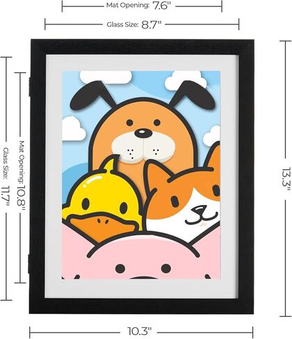 SANGMUCEN 2 Pack 9 "X12" إطارات فنية للأطفال، فتحة أمامية A4 لعرض الأعمال الفنية وتخزينها تحمل 150، إطارات عمل فنية للأطفال قابلة للتغيير للأعمال الفنية للأطفال، والمشاريع الفنية للأطفال، وديكور الحائط، أسود ZXK003H in Kuwait