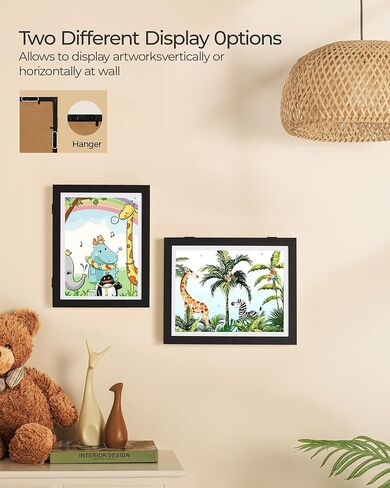 SANGMUCEN 2 Pack 9 "X12" إطارات فنية للأطفال، فتحة أمامية A4 لعرض الأعمال الفنية وتخزينها تحمل 150، إطارات عمل فنية للأطفال قابلة للتغيير للأعمال الفنية للأطفال، والمشاريع الفنية للأطفال، وديكور الحائط، أسود ZXK003H in Kuwait