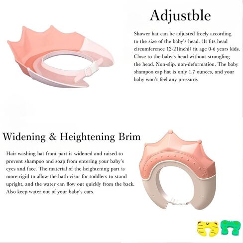 قبعة استحمام للأطفال، قناع استحمام للأطفال الصغار، قابل للتعديل، واقي لغسل شعر الطفل، درع حمام، قبعة للعيون والأذنين، حماية للرأس، شامبو استحمام، قبعة ناعمة للأطفال الصغار، الأطفال، الأطفال باللون الوردي in Kuwait