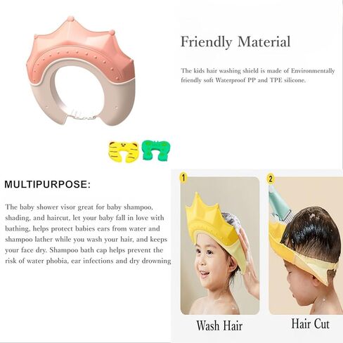قبعة استحمام للأطفال، قناع استحمام للأطفال الصغار، قابل للتعديل، واقي لغسل شعر الطفل، درع حمام، قبعة للعيون والأذنين، حماية للرأس، شامبو استحمام، قبعة ناعمة للأطفال الصغار، الأطفال، الأطفال باللون الوردي in Kuwait