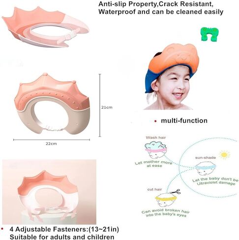 قبعة استحمام للأطفال، قناع استحمام للأطفال الصغار، قابل للتعديل، واقي لغسل شعر الطفل، درع حمام، قبعة للعيون والأذنين، حماية للرأس، شامبو استحمام، قبعة ناعمة للأطفال الصغار، الأطفال، الأطفال باللون الوردي in Kuwait