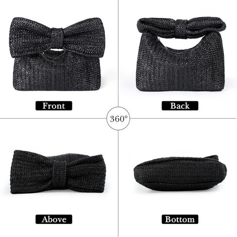 Lanpet القوس القش مخلب المحافظ للنساء الصيف حقيبة شاطئية عطلة المنسوجة Puese حقائب اليد لحفل زفاف رسمي in Kuwait