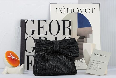 Lanpet القوس القش مخلب المحافظ للنساء الصيف حقيبة شاطئية عطلة المنسوجة Puese حقائب اليد لحفل زفاف رسمي in Kuwait