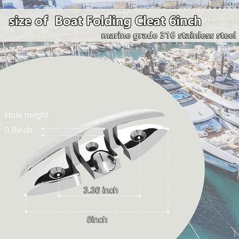 316 الفولاذ المقاوم للصدأ للطي المربط 6 بوصة قارب الوجه المربط، البحرية قابلة للطي سحب المربط، قارب قفص الاتهام الوجه المرابط، قارب حبل المربط مع السحابات، حزمة من 2 in Kuwait