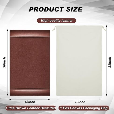 Saysurey Leather Desk Pad Protector 30" x 18" Leather Desk Blotter with Side Rails Executive Leather Desk Mat for Office Home Workplace Desktop Writing Surface Board (Brown) in Kuwait