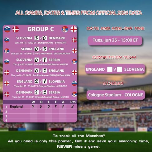 AhfuLife Euro 2024 Soccer Match Schedule Poster Decorations - 1 Pc A2 Size Euro 2024 Wall Chart Poster with ET Time, European Germany 2024 Football Soccer for Bar Home Party Decor (16.5''×23.3'') in Kuwait