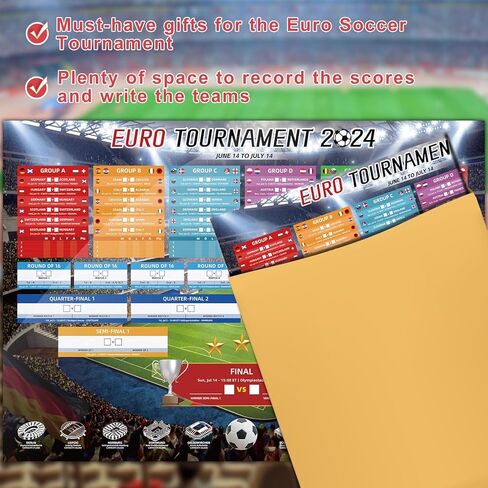 AhfuLife Euro 2024 Soccer Match Schedule Poster Decorations - 1 Pc A2 Size Euro 2024 Wall Chart Poster with ET Time, European Germany 2024 Football Soccer for Bar Home Party Decor (16.5''×23.3'') in Kuwait