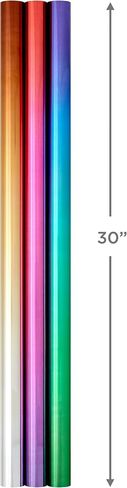 Hallmark Ombre Foil Wrapping Paper with Cut Lines on Reverse (3 Rolls: 60 sq. ft. ttl) Blue & Green, Silver & Gold, Red & Purple in Saudi Arabia